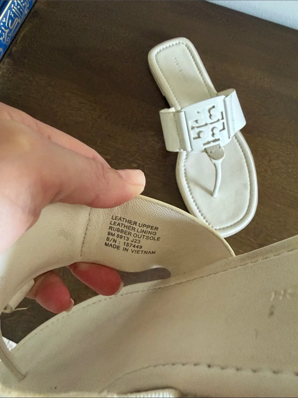 Tory Burch Ivory Miller Logo Thong Sandals